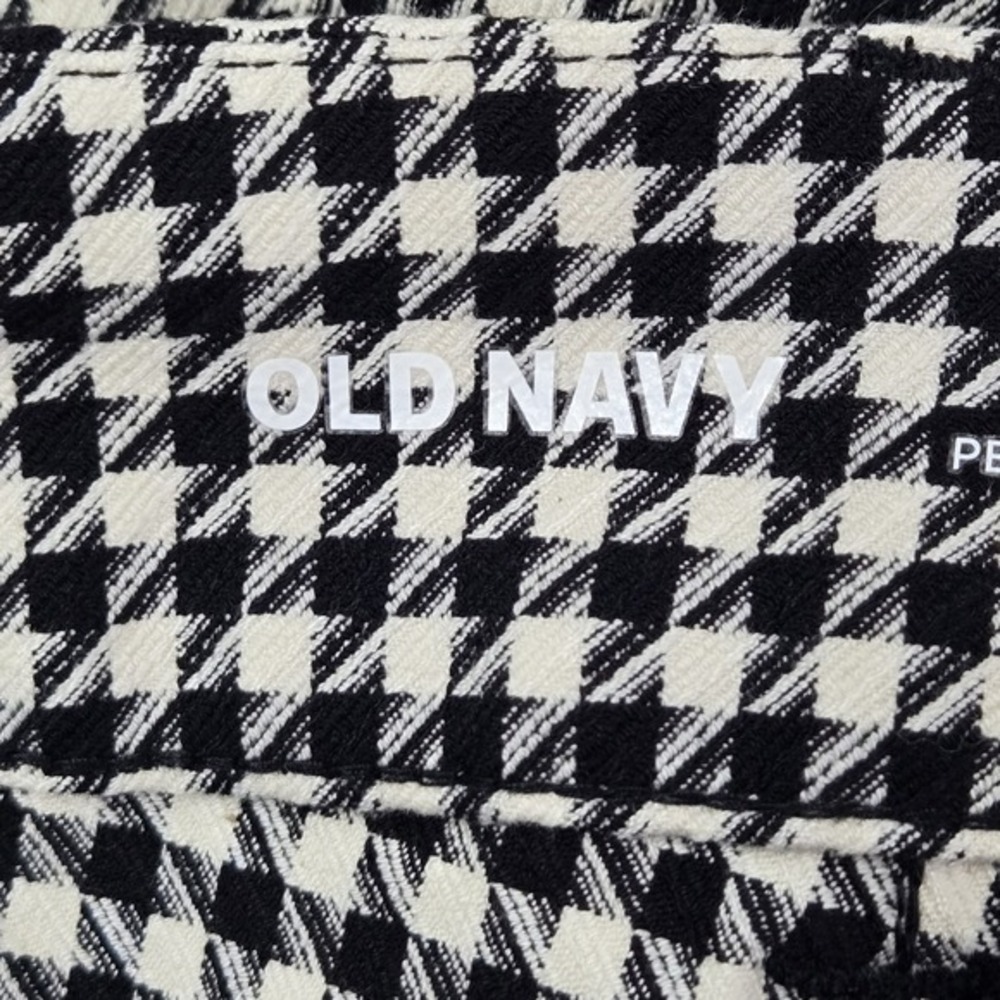 Old Navy Women Pants 4 PETITE Black Houndstooth Dress Pants High-Rise Pixie - Picture 3 of 16
